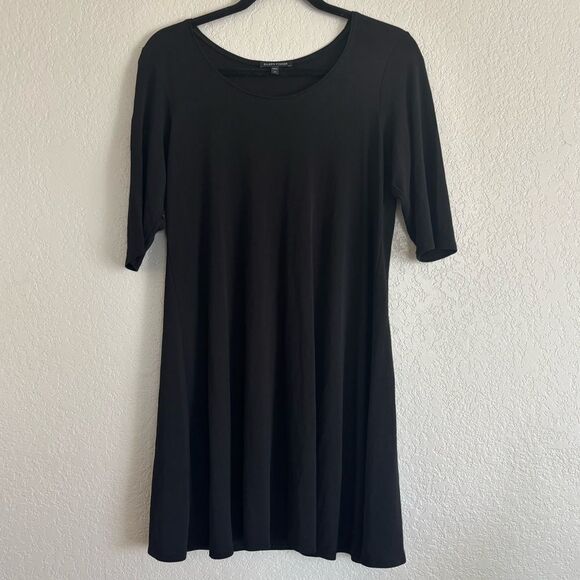 Eileen Fisher 100% Silk Black Slip Dress Medium - Picture 2 of 8